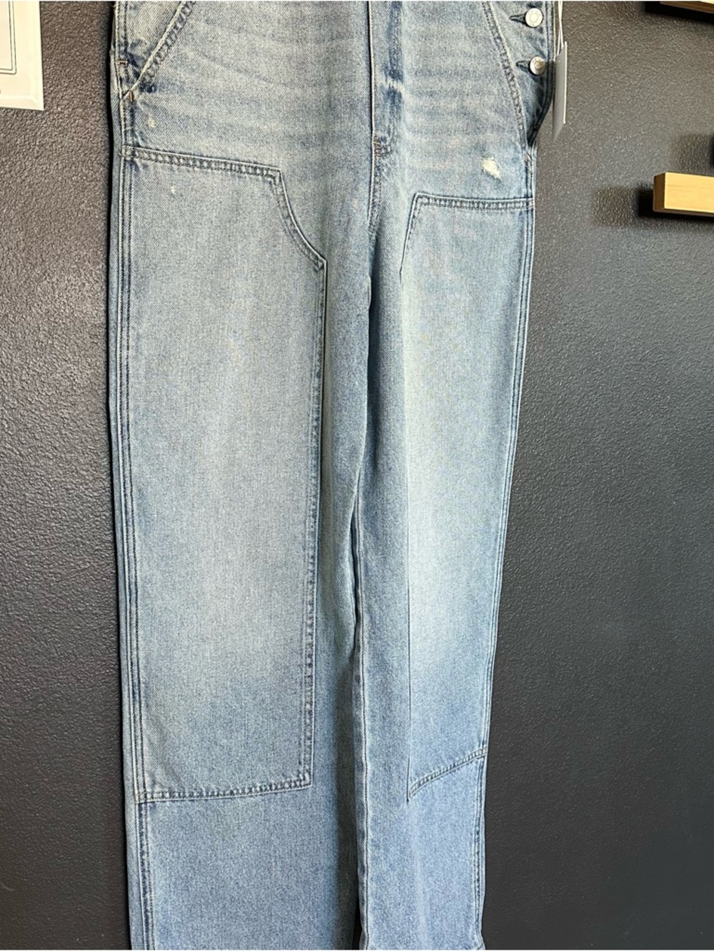 Pistola Arden Aloha Denim Overalls Size 26 Wide Leg Utility Double Panel Legs - Picture 3 of 9